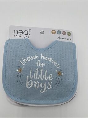 Neat Solutions Blue Infant Bibs - 4 Pack (Thank Heaven for Little Boys)